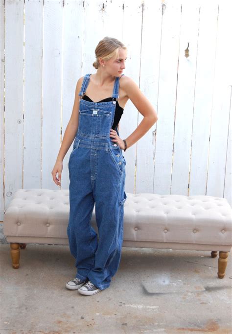 Vintage S Calvin Klein Womens Overalls Denim Long Pants