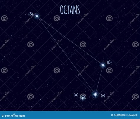 Octans Constellation Starry Night Sky Cluster Of Stars And Galaxies