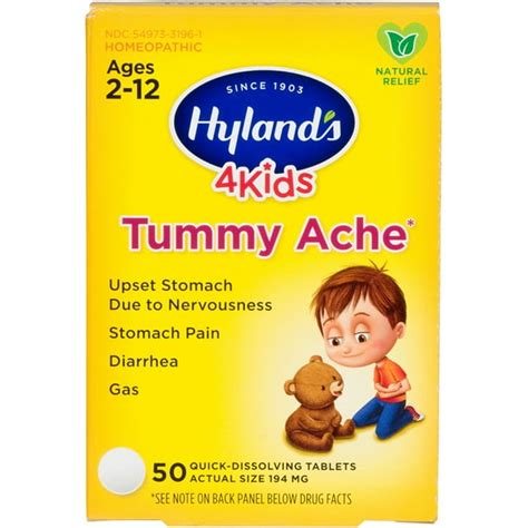 Hylands 4 Kids Tummy Ache Tablets Natural Relief Of Upset Stomach