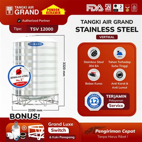 Jual Toren Tandon Air Tangki Stainless Tedmond Grand Tsv Liter