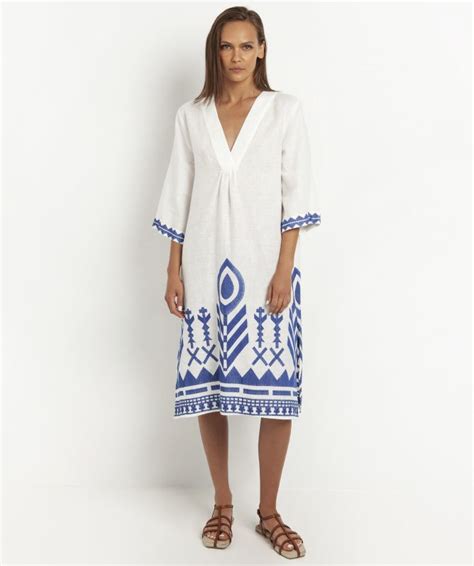 Greek Archaic Kori Linen Feather Midi Dress Jules B