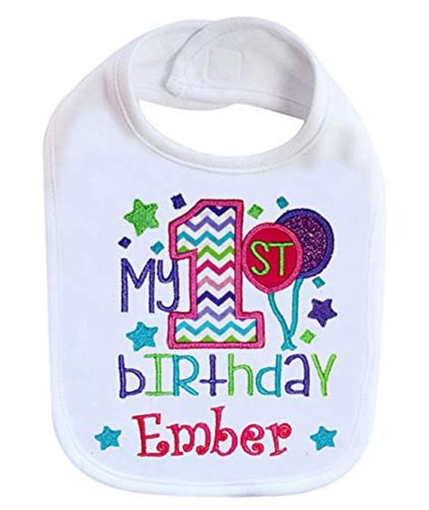 First Birthday Girl Bib Personalized With Baby Custom Name Etsy