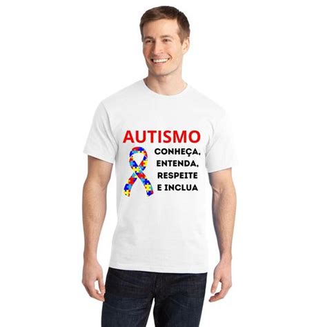 Camiseta Masculina 100 algodão estampa de Símbolo do Autismo e