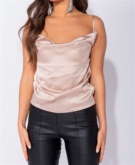 Satin Cowl Neck Top Club Diva