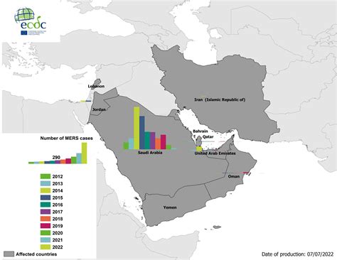 Geographical distribution of confirmed MERS-CoV cases by country of ...