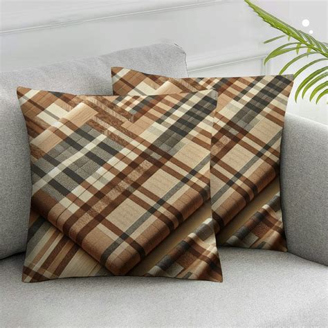 Ulloord Plaid Check Pattern In Shades Of Taupe Beige And White Fabric