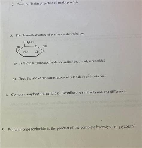 Solved 2 Draw The Fischer Projection Of An Aldopentose 3 Chegg