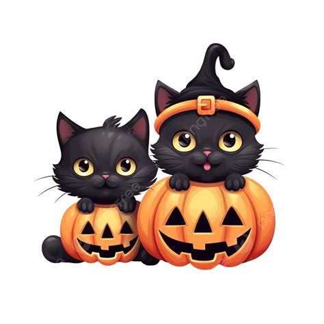 Black Cat Illustration Happy Halloween Pumpkin And Black Cat