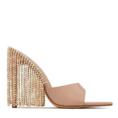 Rhinestone Tassel Heels In Nude Beach Babe Bikini