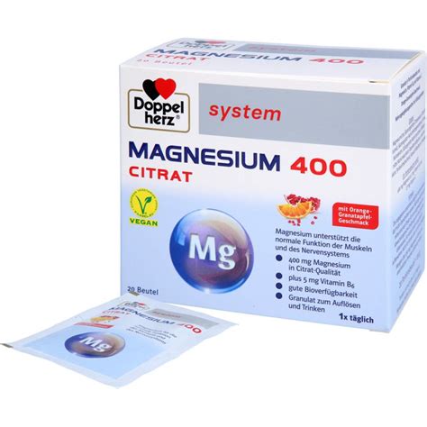 DOPPELHERZ Magnesium 400 Citrat system Granulat 20 St günstig bei