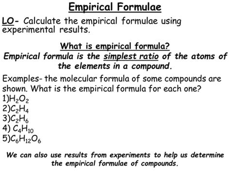 Empirical Formula At Gcse Teaching Resources