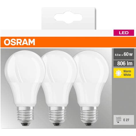 Set 3 Becuri LED Osram Base Classic A60 E27 8 5W 60W 806 Lm