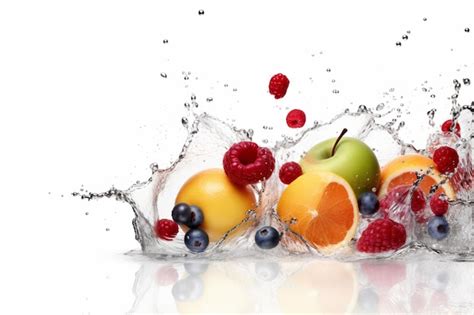 Frutas Frescas Cayendo En Salpicaduras De Agua Aisladas Sobre Fondo