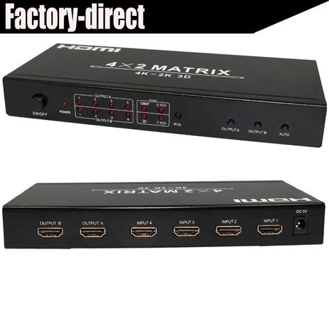 Hdmatters 4k Hdmi Matrix 4x2 Hdmi Switcher Splitter Hdmi 1 4 4 In 2 Out