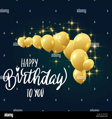 Happy Birthday Golden Glitter With Balloons Celebration Background