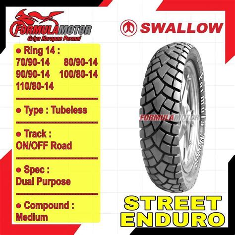 Jual Swallow Street Enduro Ring 14 Tubeless All Size Dual Purpose Ban