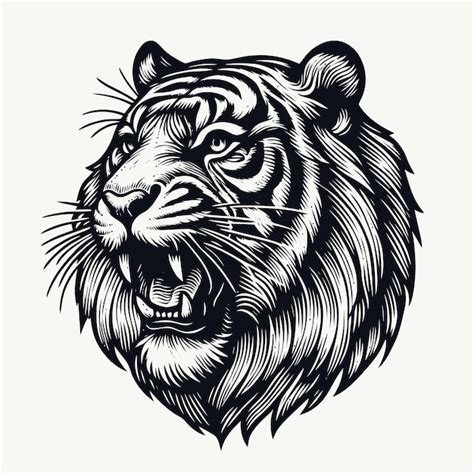 Premium Vector Tiger Illustration With Engraving Style