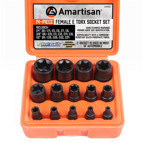 Amartisan Pc Female E Torx Star Socket Set Rail Drive