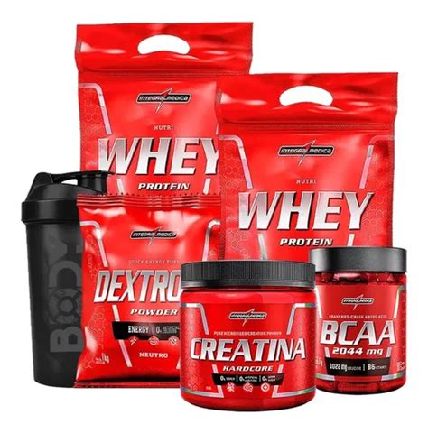 Kit 2x Whey 900g Bcaa Creatina Dextrozz Coqueteleira Frete Grátis