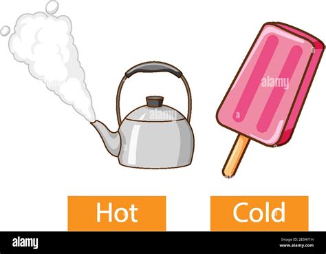 Opposite Adjectives Words With Hot And Cold Illustration Stock Vector Image And Art Alamy