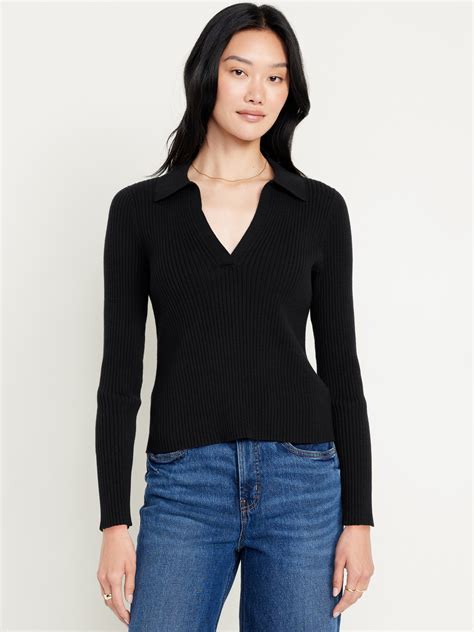 Ribbed Crop Polo Sweater Old Navy