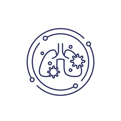 Premium Vector Pneumonia Line Icon With Virus And Lungs