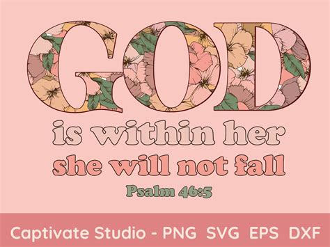 God Is Within Her She Will Not Fall Svg Png Psalm Christian Quote