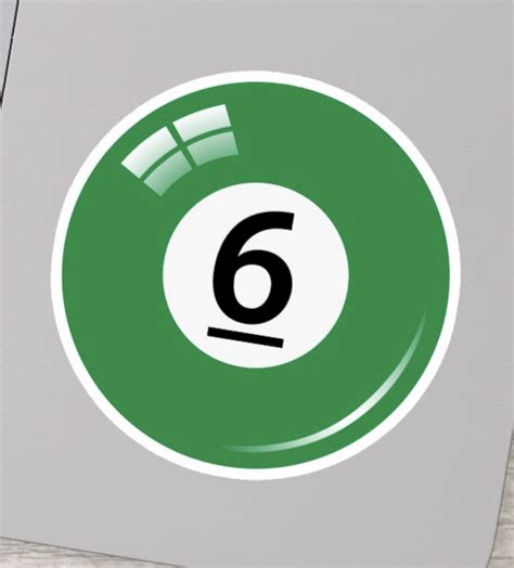 Poolbilliard Ball Number Six 6 Green Sticker Green