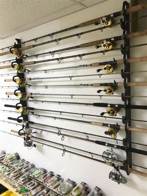 Deluxe Fishing Rod Pole Reel Holder Garage Wall Mount Rack Organizer