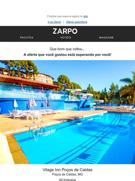 Zarpo Viagens Vamos fechar Vilage Inn Poços de Caldas Sua última