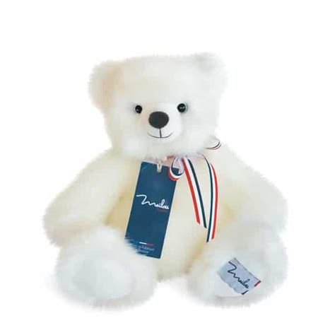 Ours En Peluche Fran Ais Cm Blanc Mailou Tradition King Jouet