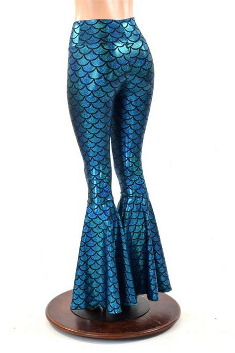 Turquoise Dragon Scale High Waist Mermaid Bell Bottom Flare | Etsy Hallowen Costume, Halloween ...