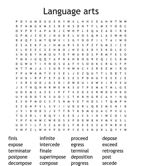 Language Arts Word Search Wordmint