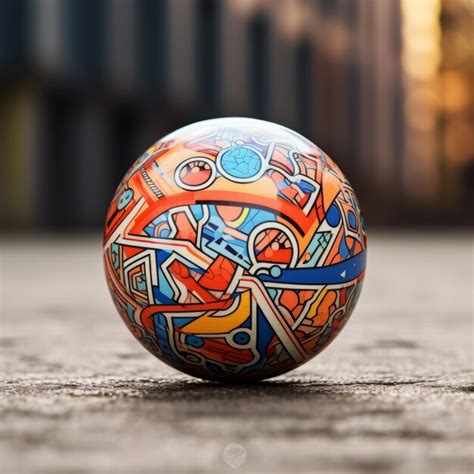 Premium AI Image | Colorful Aztecstyle Ball On Concrete Sidewalk