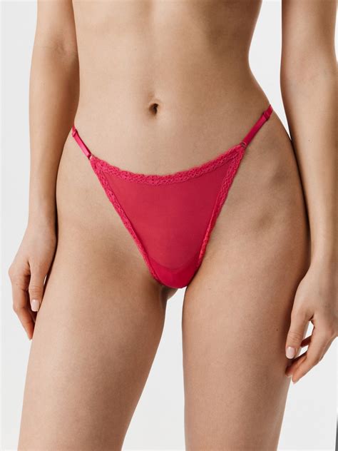 Трусы Женский Infinity Lingerie стринги Сетка красный каркаде размер 50 Средняя В сеточку