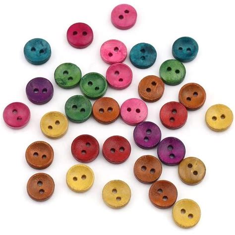 Lot De 200 Boutons Ronds En Bois Scrapbooking Multicolores 10 Mm