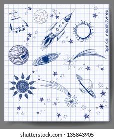 Space Objects Sketch Stock Vector Royalty Free Shutterstock