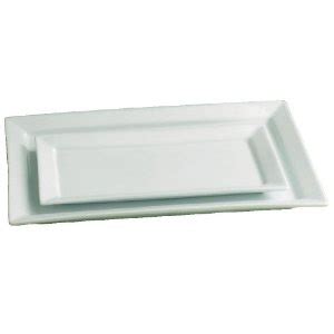 Tag Whiteware Rectangle Porcelain Serving Platters Set Of 2 White