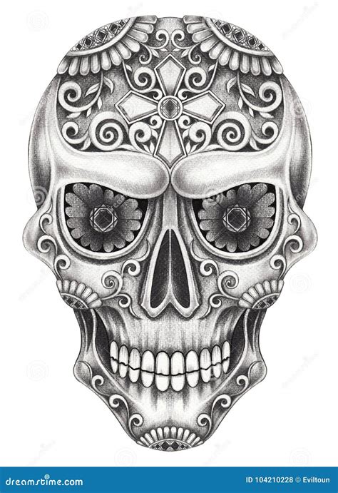 Art Sugar Skull Day Of The Dead Stock Illustration Illustration Of Line Inspiration 104210228