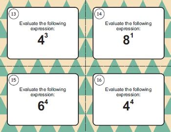 Exponents Task Cards By WhooperSwan Teachers Pay Teachers