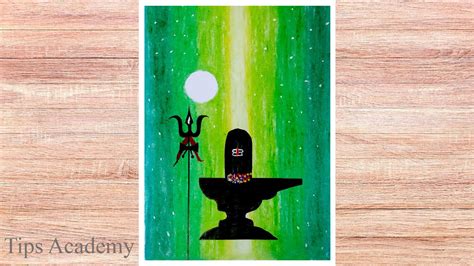 Lord Shiva Lingam With Trishul Easy Scenery Drawing Scenery With Oil