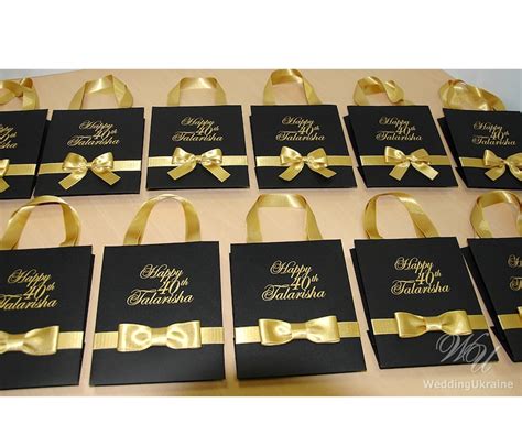 25 Black And Gold Birthday Party T Bags With Satin Ribbon Bow Etsy