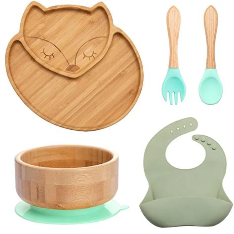 Assiette Plateau Repas YWEI Ensemble de 5 pièces en bois de bambou