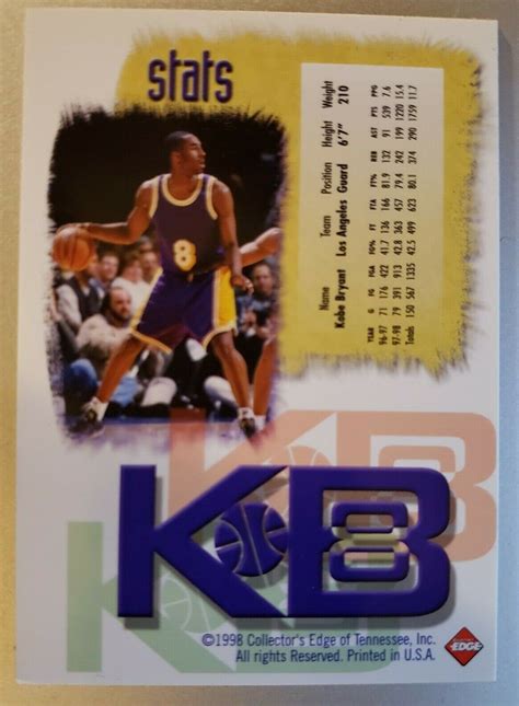 1998 Collector S Edge Game Ball Kobe Bryant KB8 EBay