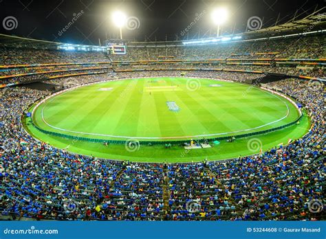 Melbourne Cricket Ground Mcg View From Stand Under Floodlights