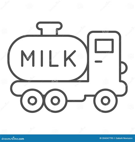 Milk Truck Thin Line Icon Farm Garden Concept Dairy Milk Delivery