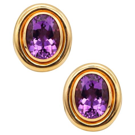 Vintage Tiffany And Co Paloma Picasso 18k Gold Earrings Heart Amethyst For Sale At 1stdibs