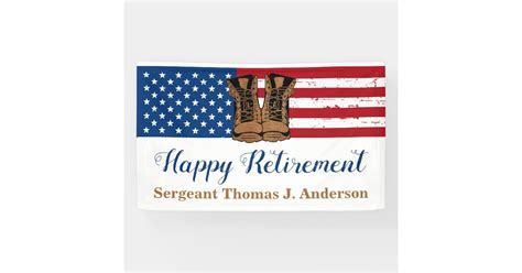 Military Army Retirement Patriotic American Flag Banner | Zazzle