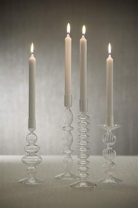 Salerno Glass Taper Candle Holders Set Of 4 Glass Tapers Taper Candle Holders Glass Taper