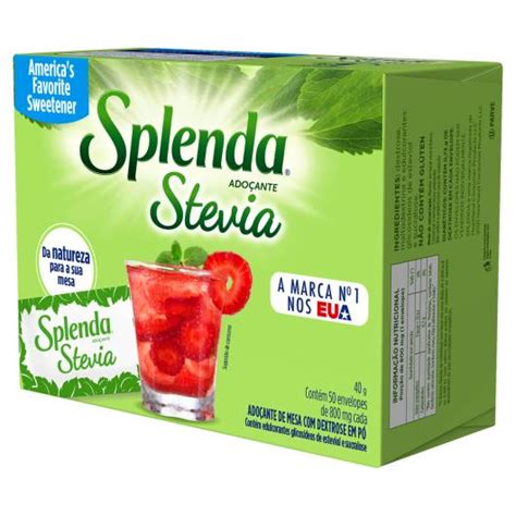 Adoçante em Pó Stevia Splenda Caixa 40g 50 Unidades Sonda